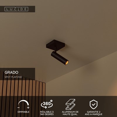 Lucide GRADO - Spot plafond - 1xGU10 (MR11) - Noir